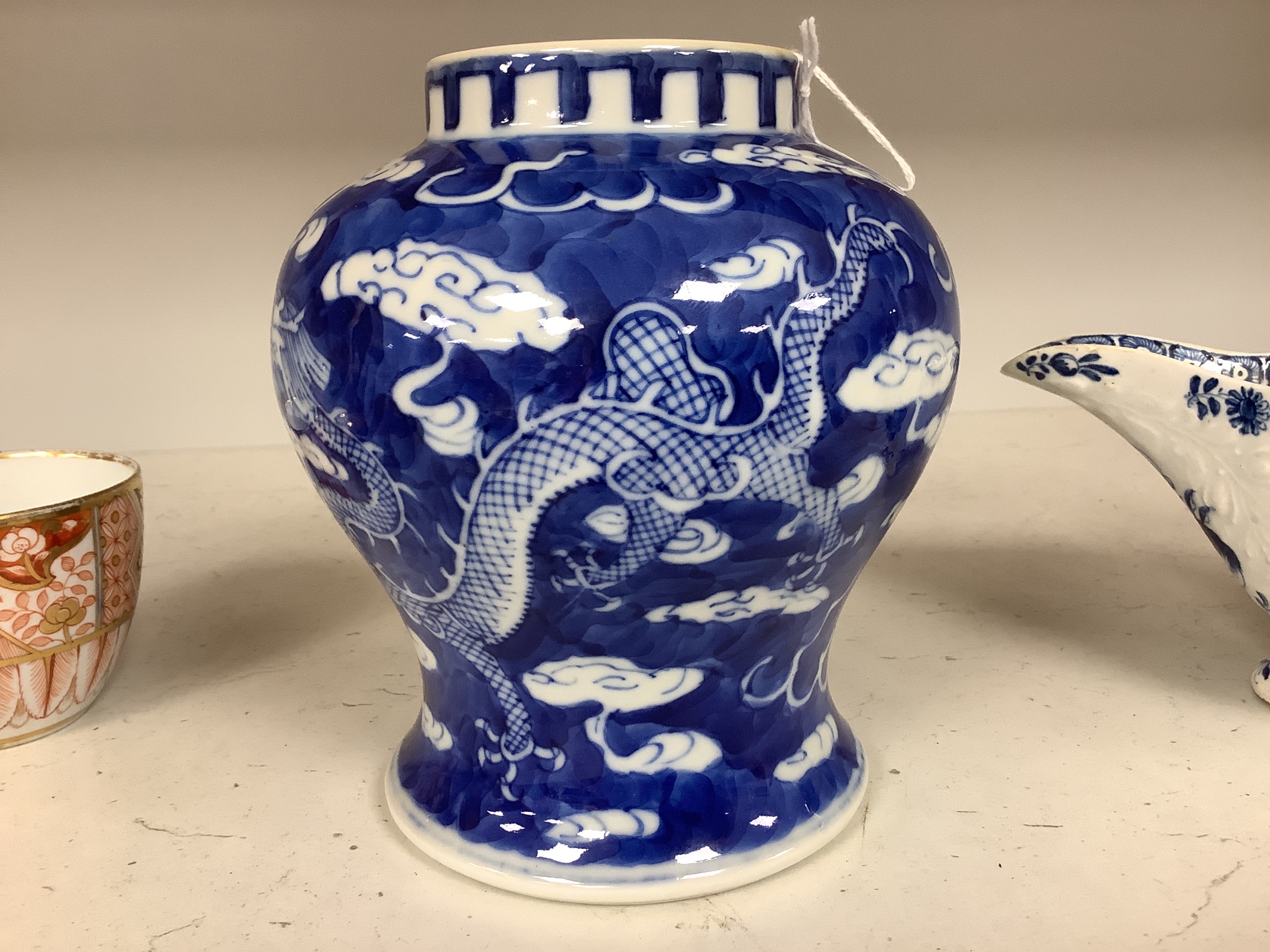 A Chinese blue and white 'dragon' vase, early 20th century, 15cm high